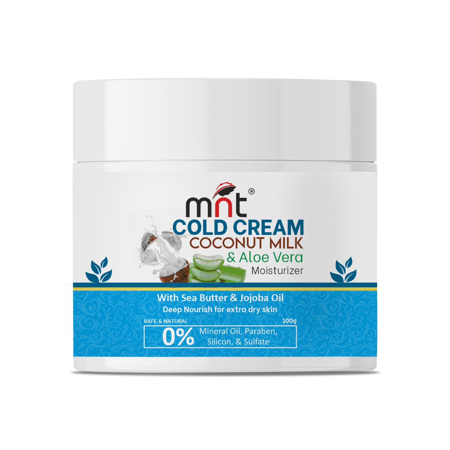 Coconut Milk & Aloe Vera Cold Cream Moisturizer for Face, Hand and Body | Winter Cream for Dry Skin with Vitamin E | For Men & Women | 100 g