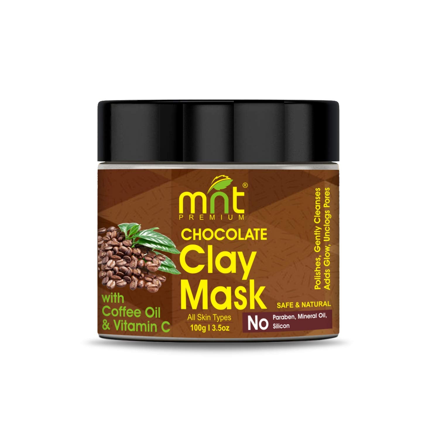 Chocolate Clay Mask with Coffee Oil & Vitamin C for All Skin Types Polishes| Gently Cleanses|Adds Glow |Unclogs Pores, 100g