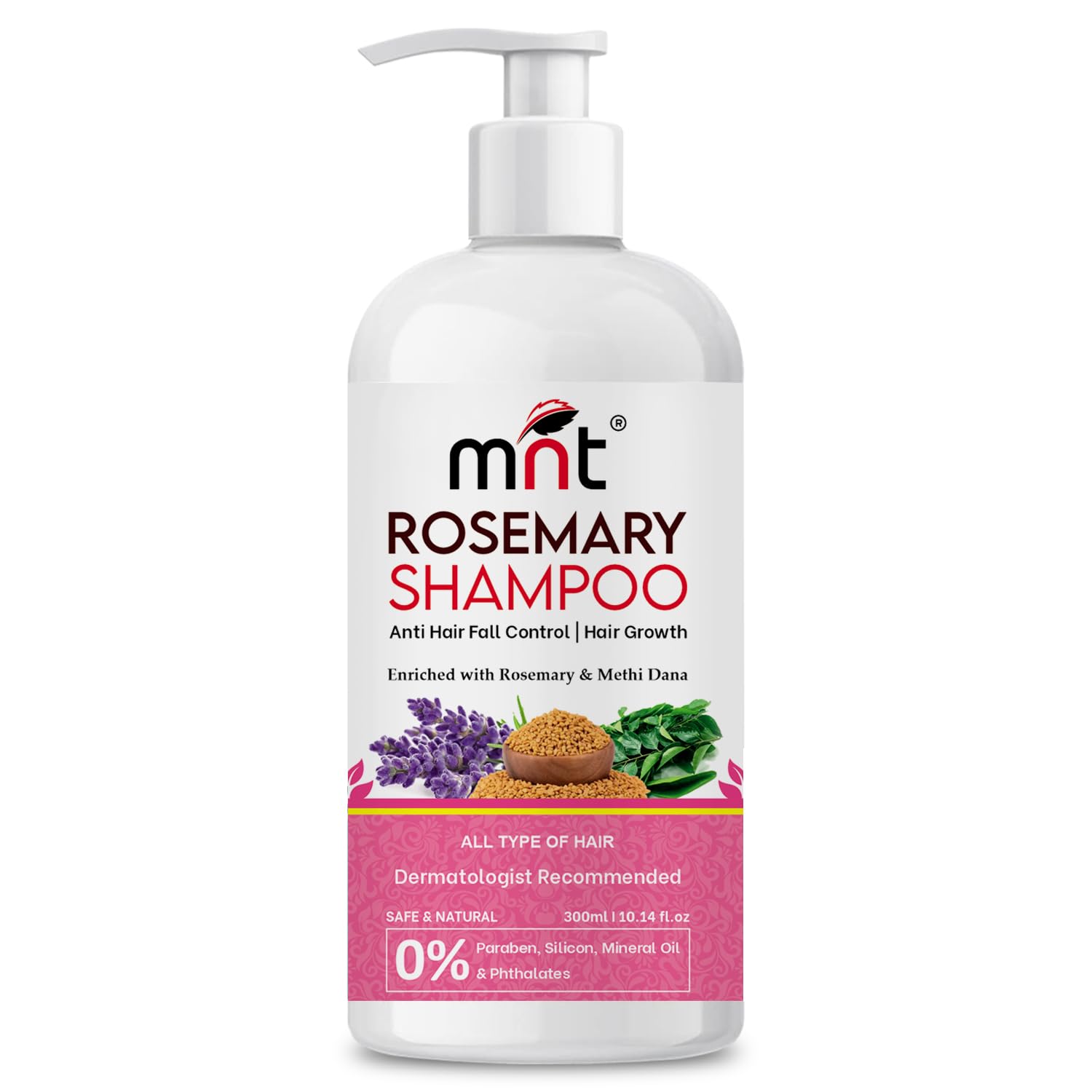 Rosemary Shampoo with Methi Dana & Rosemary for Hair Fall Control & Hair growth | Rosemary Shampoo for Hair Growth, Reduced Hair Fall & Dandruff Control | 300 ml