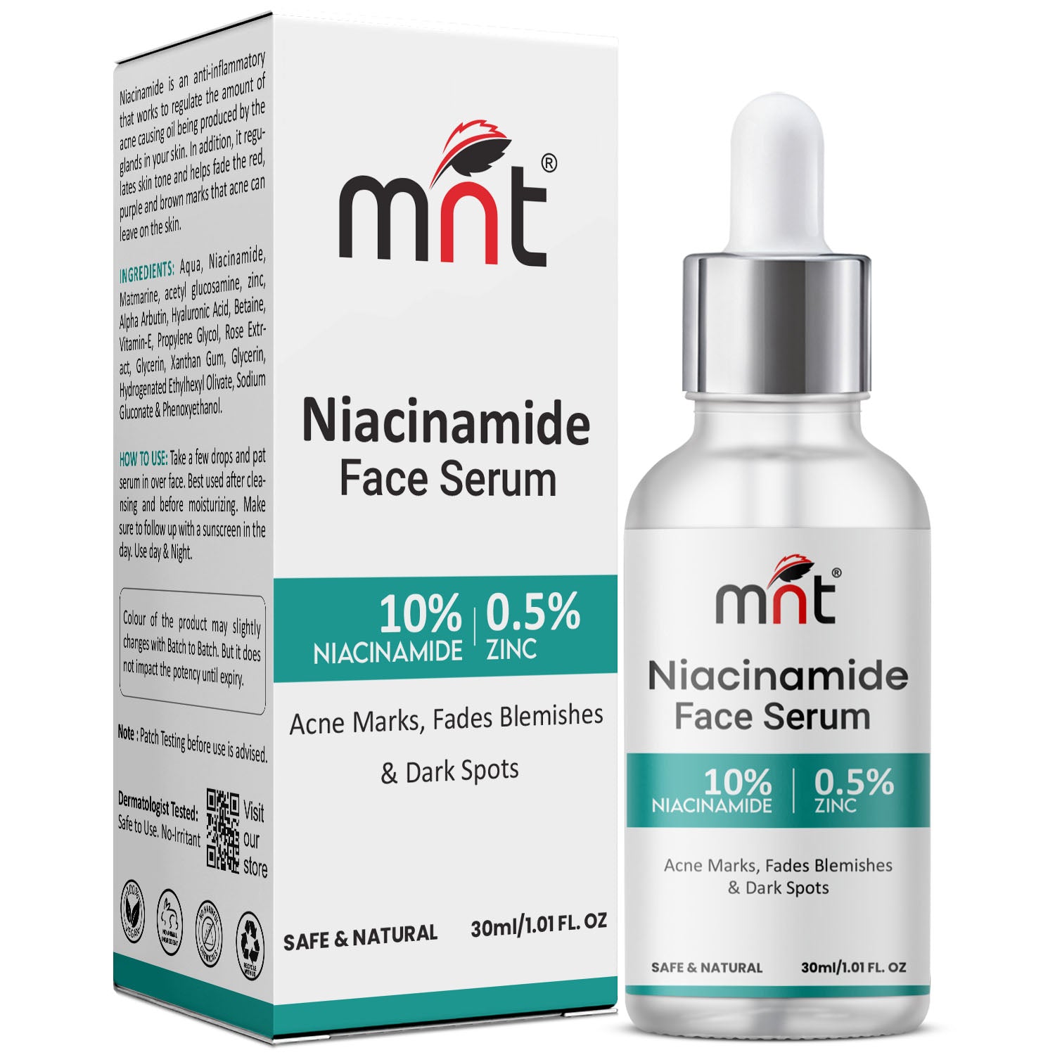 10% Niacinamide Face Serum with 0.5% Zinc for Acne Marks & Blemishes, 30 ml