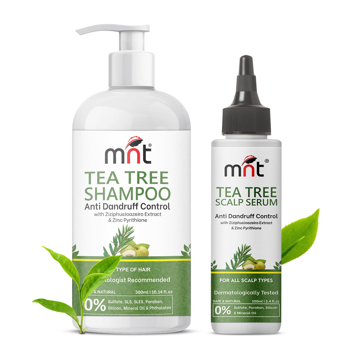 Tea Tree Anti Dandruff Hair Care Combo - Tea Tree Shampoo 300ml + Tea Tree Scalp Serum 100ml